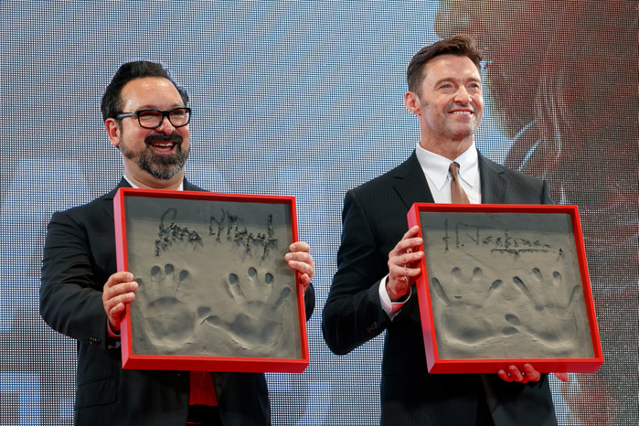 Hugh Jackman attends red carpet event for   Logan   in Japan  L to R  Director James Mangold and Australian actor Hugh Jackman, pose for cameras during the hand print ceremony at a red carpet event for the Marvel movie Logan on May 24, 2017, Tokyo, Japan. Jackman and Mangold received a warm welcome from the Japanese fans and spent time signing autographs and taking selfies. Jackman s final Wolverine movie will be released in Japan on June 1.  Photo by Rodrigo Reyes Marin AFLO 