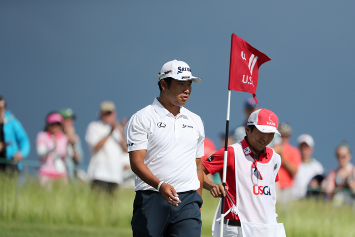2017 U.S. Open Final Day  L R  Hideki Matsuyama  JPN , Daisuke Shindo  JPN , Daisuke Shindo  JPN  JUNE 18, 2017   Golf : Hideki Matsuyama of Japan on the 11th hole during the Final round of the 117th U.S. Open Championship at Erin Hills golf course in Erin, Wisconsin, United States.  Photo by Koji Aoki AFLO SPORT 