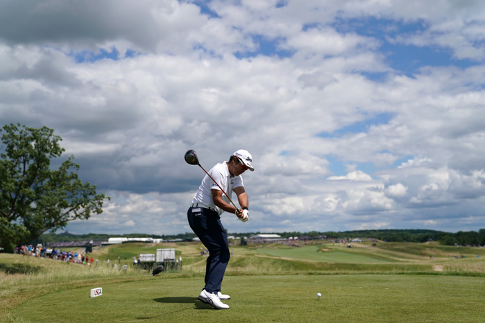 2017 U.S. Open Final Day Hideki Matsuyama Hideki Matsuyama  JPN , JUNE 18, 2017   Golf : Hideki Matsuyama of Japan tees off on the 5th hole during the Final round of the 117th U.S. Open Championship at Erin Hills golf course in Erin, Wisconsin, United States.  Photo by Koji Aoki AFLO SPORT 