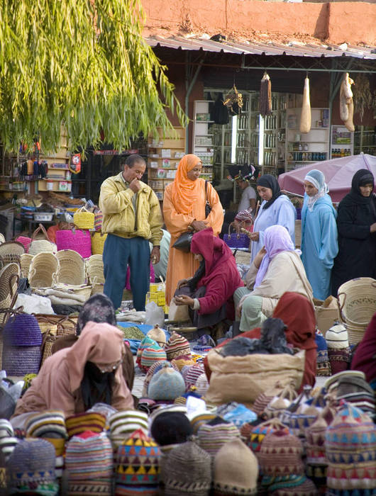 Market Place near to Jemaa El Fna Square in Marrakech . Morocco