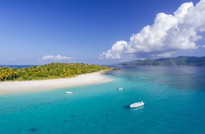 Aerial view of Sandy Spit, an uninhabited islet in the Caribbean Sandy Spit Off An Uninhabited Islet Of The British Virgin Islands In The Caribbean