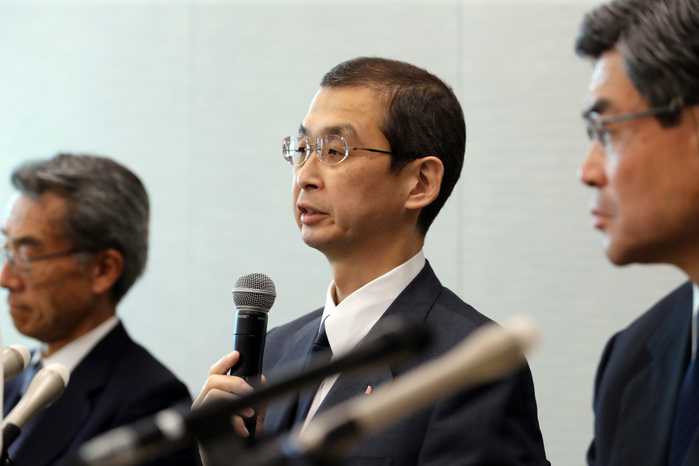 Takata files for application of the Civil Rehabilitation Law. June 26, 2017, Tokyo, Japan   Japan s automobile parts maker Takata president Shigehisa Takata announces the company s bankruptcy at a press conference in Tokyo on Monday, June 26, 2017. Takata filed for bankruptcy protection, Japan s largest failure of manufacturing sector, to Tokyo district court as a global recall of the company s automotive air bags.    Photo by Yoshio Tsunoda AFLO  LwX  ytd 