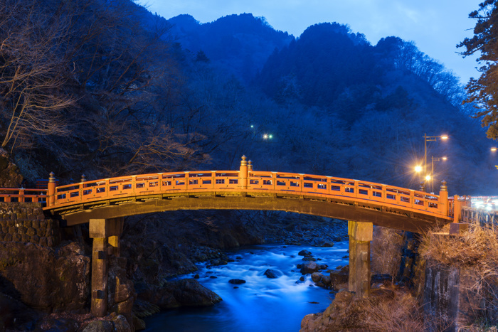 Tochigi Prefecture Kamihashi Bridge lit up at night