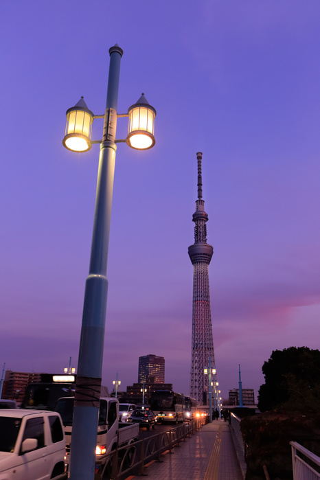 Tokyo Sky Tree at sunset, Tokyo Taken from Kototoi Bridge