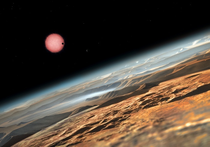 Planetary atmosphere in TRAPPIST 1 system, illustration Planetary atmosphere in TRAPPIST 1 system, illustration