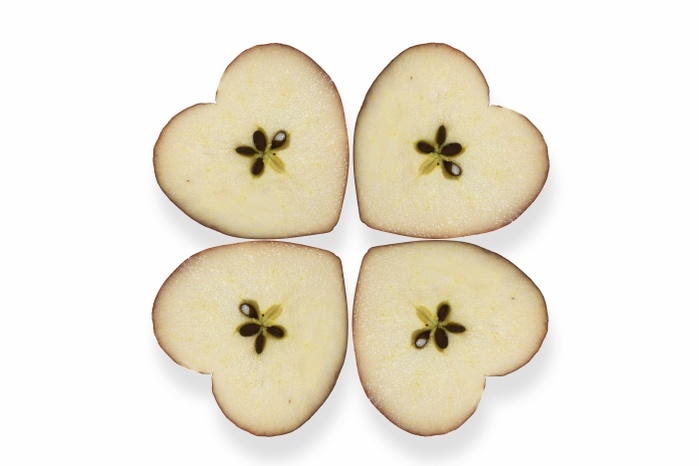 Heart Fruits Heart shaped apples making a clover    Photographer: Martin Moxter