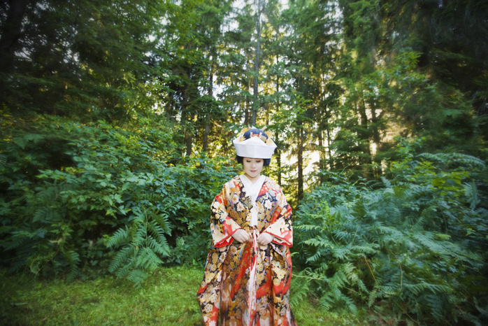 Woman in white kimono Japanese bride wearing traditional clothing