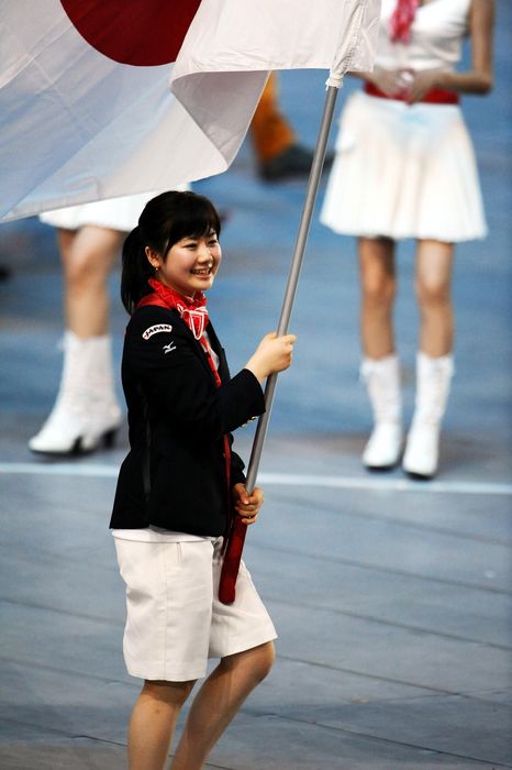 2008 Beijing Olympics Opening Ceremony Ai Fukuhara  JPN , AUGUST 8, 2008   Opening Ceremony : Ai Fukuhara of Japan carries her country  39 s flag during the Opening Ceremony for the 2008 Beijing Summer Olympics at the National Stadium on August 8, 2008 in Beijing, China.  Photo by Masakazu Watanabe AFLO SPORT   0005 .