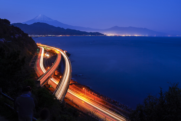 Fuji and the Tomei Expressway from Satsuta Pass, Shizuoka Prefecture