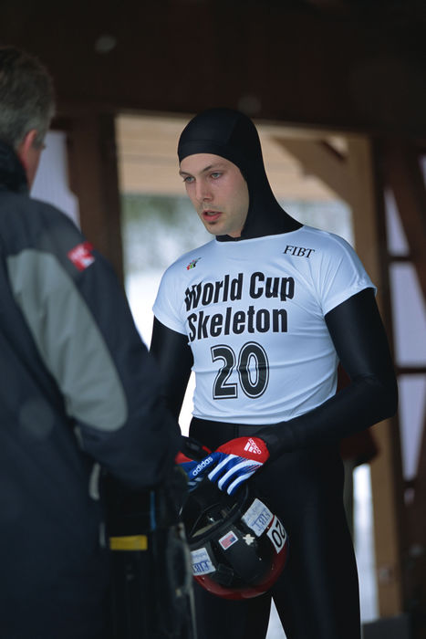 Chris Soule (USA), 
FEBRUARY 3, 2001 - Skeleton : 
Chris Soule of USA is ready to start during the Skeleton World Cup Men's event at Spiral in Nagano, Japan. 
 (Photo by Jun Tsukida/AFLO SPORT) [0003]