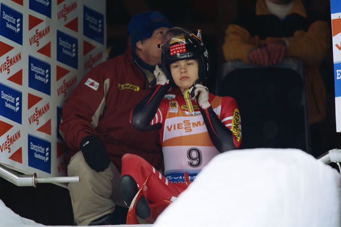 Sonja Manzenreiter (AUT), 
FEBRUARY 4, 2001 - Luge : 
Sonja Manzenreiter of Austria is ready to start during the Luge World Cup Women's singles at Spiral in Nagano, Japan. 
 (Photo by Jun Tsukida/AFLO SPORT) [0003]