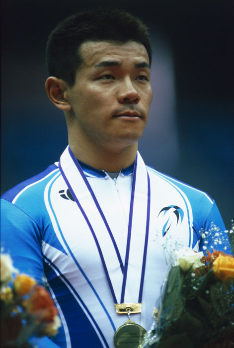 Narihiro Inamura (JPN)
JUNE 6, 1999 - Cycling :.
Narihiro Inamura of Japan celebrates with gold medal after winning Men's 1km Time Trial of the 19th Asian Cycling Championships Track racing at Green Dome (Photo by Jun Tsukida/AFDA)
 (Photo by Jun Tsukida/AFLO SPORT) [0003].