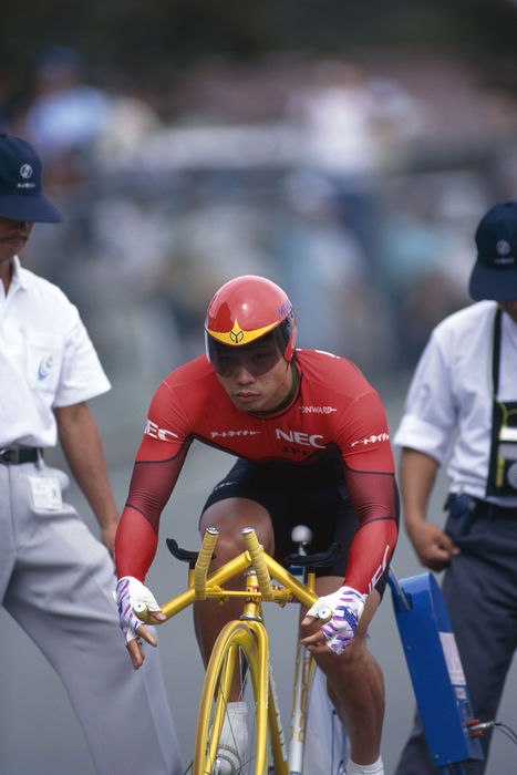 Hiroyasu Shimizu,.
SEPTEMBER 26, 1999 - Cycling :.
Hiroyasu Shimizu during the Men's 1km Time Trial of the All Japan Businessman Cycling Championships at Akashi Park in Hyogo, Japan.
 (Photo by Jun Tsukida/AFLO SPORT) [0003].