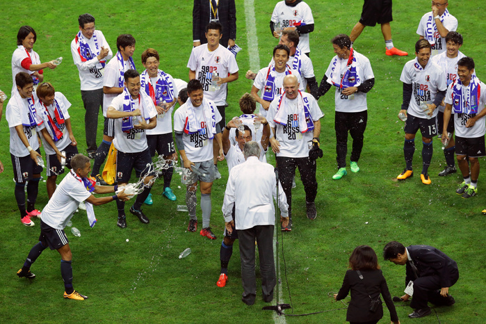 2018 FIFA World Cup Asia Final Qualifiers Japan will participate in its sixth consecutive World Cup Vahid Halilhodzic  JPN , AUGUST 31, 2017   Football   Soccer : Japan head coach Vahid Halilhodzic celebrates to qualify after winning the FIFA World Cup Russia 2018 Asian Qualifier Final Round Group B between Japan 2 0 Australia at Saitama Stadium 2002 in Saitama, Japan. AFLO 