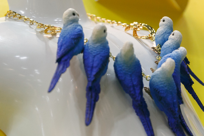 The 84th Tokyo International Gift Show 2017 A parrots shaped necklace on display at the Tokyo International Gift Show Autumn 2017 exhibition at Tokyo Big Sight on September 8, 2017, Tokyo, Japan. The 84th Tokyo International Gift Show brings together 2,529 companies  including 708 from 21 countries  showcasing their products. The exhibition runs from September 6 to 8.  Photo by Rodrigo Reyes Marin AFLO 