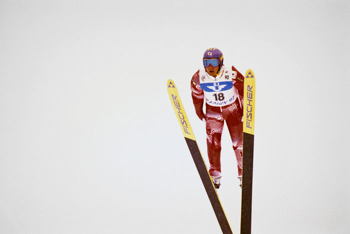Takanobu Okabe (JPN)
FEBRUARY 27, 1993 - Ski Jumping : Takanobu Okabe of Japan jumps during the Ski Jumping Normal Hill at the 1993 FIS Nordic World Ski Championships in Falun, Sweden. (Photo by AFLO SPORT)
(Photo by AFLO SPORT) [0006].