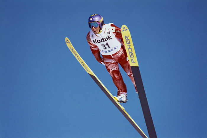 Takanobu Okabe (JPN)
FEBRUARY 21, 1993 - Ski Jumping : Takanobu Okabe of Japan jumps during the Ski Jumping Large Hill at the 1993 FIS Nordic World Ski Championships in Falun, Sweden. (Photo by AFLO SPORT)
(Photo by AFLO SPORT) [0006].
