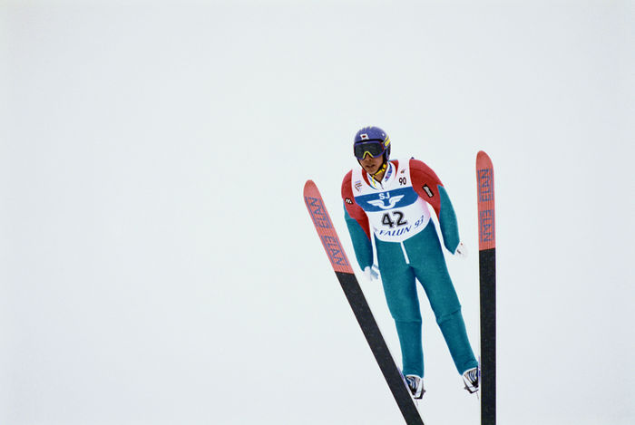 1993 World Nordic Championships Jumping Men s Normalhill Masahiko Harada  JPN  FEBRUARY 27, 1993   Ski Jumping : Masahiko Harada of Japan jumps during the Ski Jumping Normal Hill at the 1993 FIS Nordic World Ski Championships in Falun, Sweden.  Photo by AFLO SPORT   Photo by AFLO SPORT   0006 .