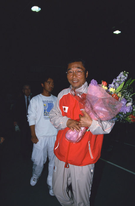 Takeshi Koura (JPN)
APRIL 30, 2000 - Tennis : Japan team head coach Takeshi Koura after winning the 2000 Fed Cup Asia Oceania qualify play-off final match between Japan 2-1 (Photo by AFLO SPORT)
(Photo by AFLO SPORT) [0006].