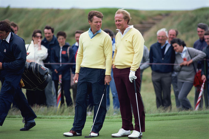 1986 British Open Jack Nicklaus Tom Watson  L to R  Tom Watson, Jack Nicklaus, July 17 20, 1986   Golf : during the final round of the 1986 British Open Golf Championship held on July 20, 1986 at Turnberry, in Ayrshire, Scotland.  Photo by Koji Aoki AFLO SPORT   0008 