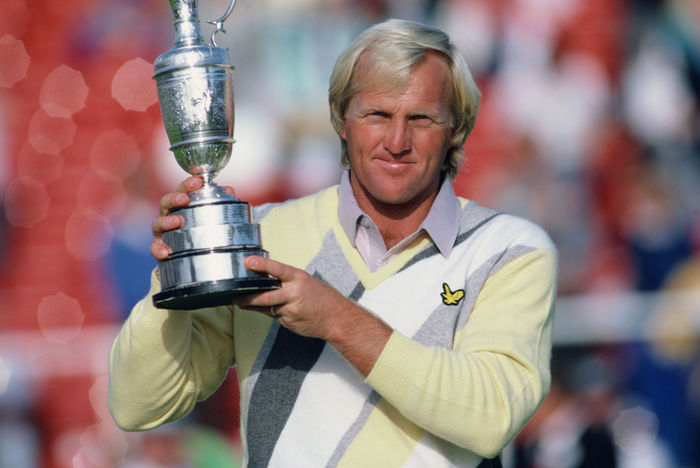 1986 British Open Awards Ceremony Raising the trophy Winner Greg Norman Greg Norman,July 20, 1986   Golf : celebrates during the final round of the 1986 British Open Golf Championship held on July 20, 1986 at Turnberry, in Ayrshire, Scotland.  Photo by Koji Aoki AFLO SPORT   0008 