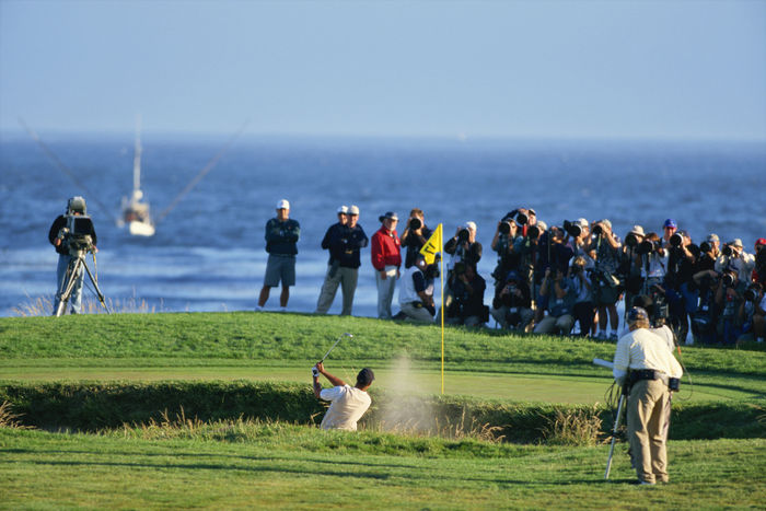 Tiger Woods (USA), JUNE 15-18, 2000 - Golf : Tiger Woods of USA in action during the U.S. Open at Pebble Beach Golf Links in Pebble Beach, California, USA. (Photo by Koji Aoki/AFLO SPORT) [0008]