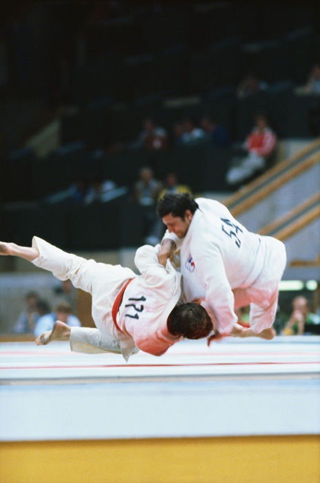 1980 Moscow Olympics Novikova  URS , Angelo Parisi  FRA , August 2, 1980   Judo : Novikova  Right , during the Open Weight of the Summer Olympic Games in Moscow, Soviet Union. Shinichi Yamada AFLO   0348 .