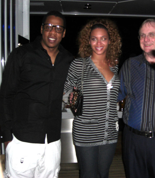 Paul Allen Party in St Barth. Jay Z and Beyonce Knowles and Paul Allen, Dec 30, 2008 : Paul Allen Party. Octopus Yacht. St. Barth, Caribbean. Tuesday, December 30, 2008.  Photo by Celebrity Vibe AFLO   2361 
