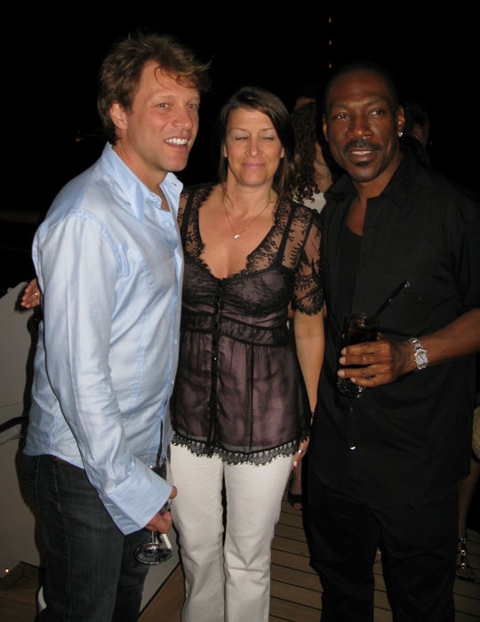 Paul Allen Party in St Barth. Jon Bon Jovi and Dorothea and Eddie Murphy, Dec 30, 2008 : Paul Allen Party. Octopus Yacht. St. Barth, Caribbean. Tuesday, December 30, 2008.  Photo by Celebrity Vibe AFLO   2361 