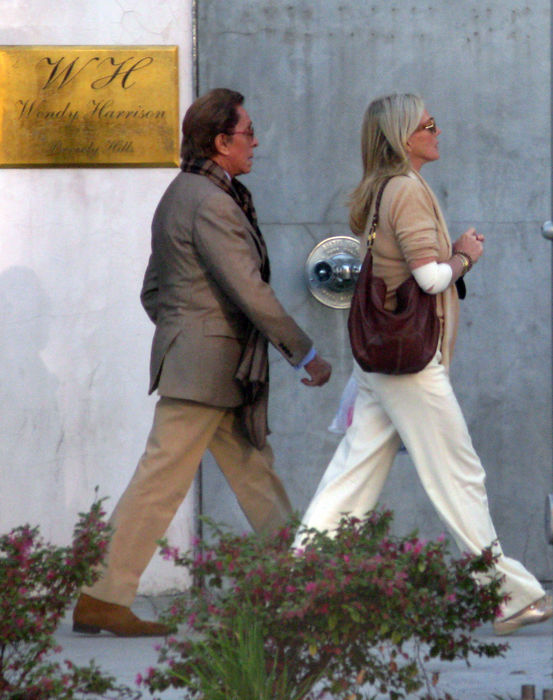 Valentino, Fashion Designer, walking in Beverly Hills. Valentino, Feb 25, 2009 : Valentino, Fashion Designer, walking on Canon Drive. Beverly Hills, CA, USAWednesday, February 25, 2009.  Photo by Celebrity Vibe AFLO   2361 