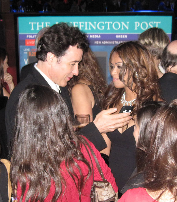Huffington Post Countdown to a New Day. John Cusack and Tracey Edmonds, Jan 19, 2009 : John Cusack getting Tracey Edmonds phone number. Huffington Post Countdown to a New Day. Barack Obama Inauguration. Newseum. Washington, DC, USA. Monday, January 19, 2009.  Photo by Celebrity Vibe AFLO   2361 