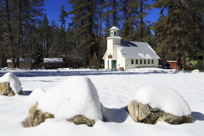 Chapel in snow, Idyllwild, California, USA Chapel in snow, Idyllwild, California, United States of America, North America, Photo by Richard Cummins