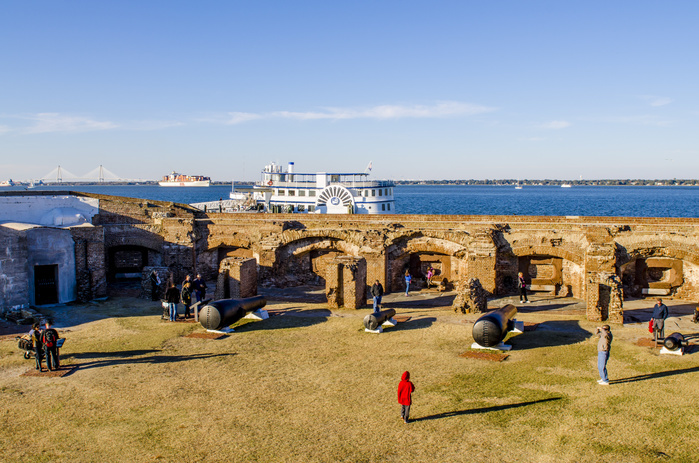 Cannon battery at Historic Fort Sumter National Monument, Charleston, South Carolina. Cannon battery at Historic Fort Sumter National Monument, Charleston, South Carolina, United States of America, North America, Photo by Michael DeFreitas