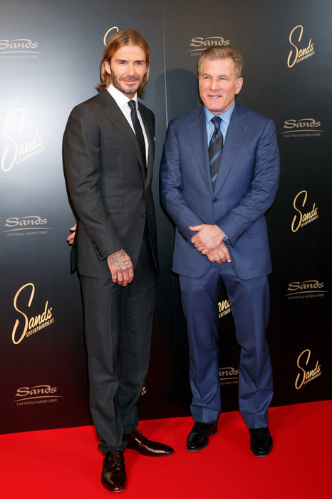David Beckham in Japan to promote casino industry as government looks to establish integrated resorts  L to R  English former professional soccer star David Beckham and Las Vegas Sands President and COO Robert G. Goldstein, pose for the cameras during a photo call for Las Vegas Sands Corp. on October 4, 2017, Tokyo, Japan. Beckham, who acts as Sands  global ambassador, attended a reception event after appearing in a panel session to discuss the potential for integrated resorts in Japan at the Palace Hotel in Tokyo. Casino gambling was legalized at the end of December 2016 and the government is looking to establish special integrated resorts as a way of stimulating economic growth.  Photo by Rodrigo Reyes Marin AFLO 