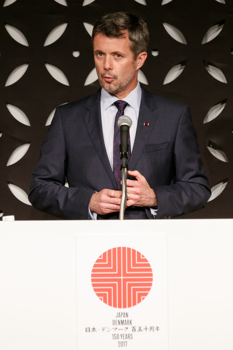 Danish Royal visit to Japan 2017 His Royal Highness the Crown Prince Frederik Andre Henrik Christian speaks during a business seminar at Hotel Gajoen Tokyo on October 11, 2017, Tokyo, Japan. The Danish Crown Prince Couple hope to cement business relationships between Japan and Denmark during their visit celebrating 150 years of Diplomatic relations between the two countries.  Photo by Rodrigo Reyes Marin AFLO 