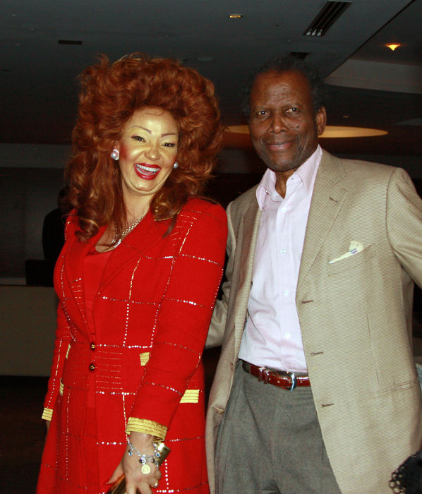 Chantal Biya and Sidney Poitier, Apr 20, 2009 : Chantal Biya, First Lady of Cameron, and Sidney Poitier. Pras Michel of The Fugees Honoring The First Ladies of Africa at a Special Cocktail Reception in partnership US Doctors For AFRICA. WP Wolfgang Puck Restaurant. Pacific Design Center. West Hollywood, CA, USA. Monday, April 20, 2009. (Photo by Celebrity Vibe/AFLO) [2361]