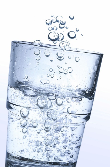 A glass of carbonated water