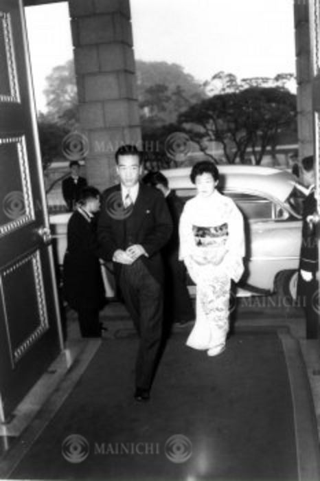 Mr. and Mrs. Takamasa Ikeda Atsuko Ikeda  formerly Atsuko Junmiya  with her husband at the Crown Prince s Wedding Court Banquet, Temporary Palace of the Imperial Palace  later Imperial Household Agency Building , Tokyo, Japan, April 13, 1959 On the first day of the three day  Imperial Banquet  to celebrate the marriage of her younger brother, Crown Prince Akihito  later Emperor Akihito , she went with her husband, Takamasa Ikeda  front left , president and director of Ikeda Sangyo Zoological and Botanical Gardens Ltd.  Photo by Mainichi Newspaper AFLO   2400   Photo by Mainichi Newspaper AFLO 