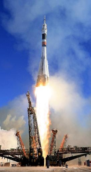 Soyuz MS 07 launched with Kanai and others aboard Soyuz rocket launched with Mr. Nobushige Kanai and others on board  photo by Kota Kawasaki at 1:21 p.m. on March 17 in Baikonur, Kazakhstan 