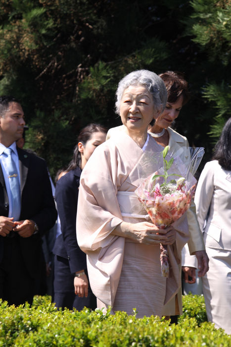 Empress Michiko  July 12, 2009  Emperor Akihito and Empress Michiko visit the Parliament Buildings in Victoria, British Columbia on their 12 day State Visit to Canada on July 12, 2009. The Japanese royalty are the worlds only remaining emperor and empress and were given a warm welcome as hundreds of onlookers cheered while they shook peoples hands as they walked down the main lawn of the Capital city  39 s legislature. The couples visit to Victoria ends Sunday afternoon before moving on to Vancouver. It is Emperor Akihito  39 s first visit to Canada since 1953.  Photo by Mikey Anthony AFLO   1135 