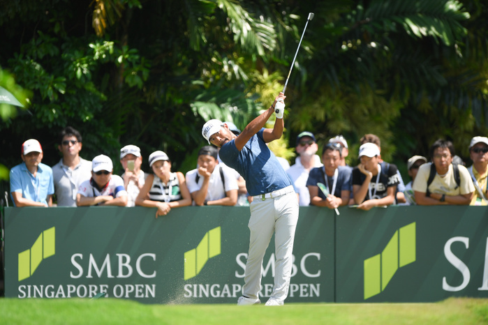 2018 Singapore Open Final Day Satoshi Kodaira  JPN , JAN 21, 2018   Golf: tees off on the 8th hole during the round 4 of SMBC Singapore Open 2018  Photo by Haruhiko Otsuka AFLO 