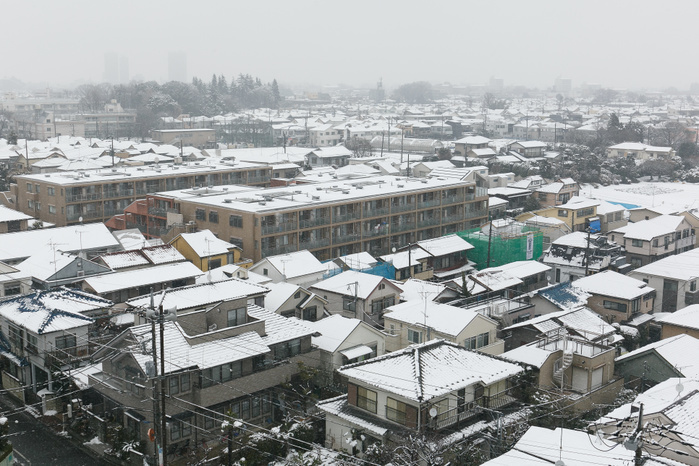 February snowfall in Tokyo A view of Tokyo under a snowfall on February 2, 2018, Tokyo, Japan. A second snowfall hit Tokyo starting February 1st and continuing into daytime on the 2nd, disrupting public transportation during the morning rush hour. Japan Meteorological Agency had announced that the snow will not be as heavy as the one on January 22.  Photo by Rodrigo Reyes Marin AFLO 