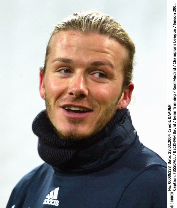 Real Madrid David Beckham  Real ,  FEBRUARY 23, 2004   Football : A portrait of David Beckham, Real Madrid during a training session in Munchen. Real Madrid will play Bayern in the UEFA Champions League 1st knock out round 1st leg match.   C AFLO FOTO AGENCY  671      Local Caption     00036333
