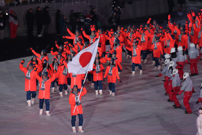 2018 PyeongChang Olympics Opening Ceremony Japan Delegation  JPN  FEBRUARY 9, 2018 : PyeongChang 2018 Olympic Winter Games Opening Ceremony at PyeongChang Olympic Stadium in Pyeongchang, South Korea.  Photo by Koji Aoki AFLO SPORT 