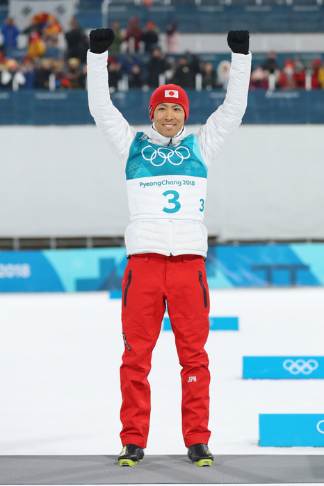2018 PyeongChang Olympics Nordic Combined Individual Normal Hill, silver medal for Watanabe. Akito Watabe  JPN  FEBRUARY 14, 2018   Nordic Combined :. Individual NH 10kmat Alpensia Cross Country Skiing Centre during the PyeongChang 2018 Olympic Winter Games in Pyeongchang, South Korea.  Photo by Yohei Osada AFLO SPORT 