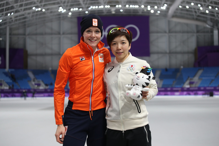 2018 PyeongChang Olympics Speed Skating Women s 1000m Nao Kodaira  right  and gold medalist Jolynn Termors  Netherlands  win bronze in the women s 1000m at the PyeongChang 2018 Winter Olympics 14 02 2018, Speed skating ladies 1000m. Mors and Kodaira  Date 20180214  Location Gangneung, Korea