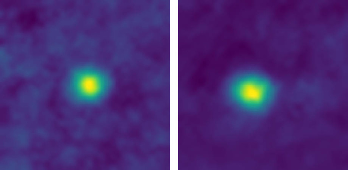 Objects photographed in the Kuiper Belt, released by NASA  photo courtesy of NASA  With its Long Range Reconnaissance Imager  LORRI , New Horizons has observed several Kuiper Belt objects  KBOs  and dwarf planets at unique phase angles, as well as Centaurs at extremely high phase angles to search for forward scattering rings or dust. These December 2017 false color images of KBOs 2012 HZ84  left  and 2012 HE85 are, for now, the farthest from Earth ever captured by a spacecraft. They re also the closest ever images of Kuiper Belt objects. Credits: NASA JHUAPL SwRI