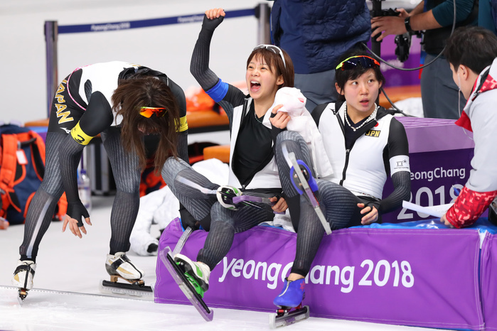 2018 PyeongChang Olympics Speed Skating Women s Team Pursuit Final Japan Wins Gold  L to R  Ayano Sato, Ayano Sato Nana Takagi, Miho Takagi  JPN , Miho Takagi FEBRUARY 21, 2018   Speed Skating :. Women s Team Pursuit Final at Gangneung Oval during the PyeongChang 2018 Olympic Winter Games in Gangneung, South Korea.  Photo by YUTAKA AFLO SPORT 
