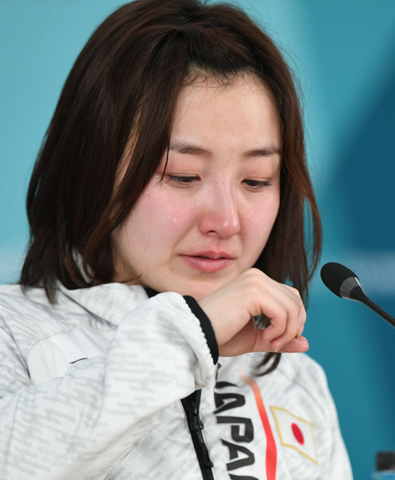 2018 PyeongChang Olympics Curling Women s Semifinals May Fujisawa shed tears at the post games press conference at the Pyeongchang Olympics, Feb. 23, 2018  photo date 20180223  photo location Gangneung, South Korea