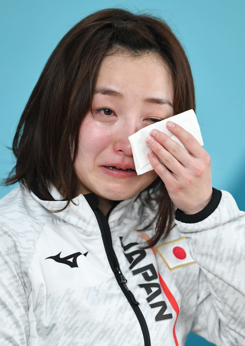 2018 PyeongChang Olympics Curling Women s Semifinals May Fujisawa shed tears at the post games press conference at the Pyeongchang Olympics, Feb. 23, 2018  photo date 20180223  photo location Gangneung, South Korea